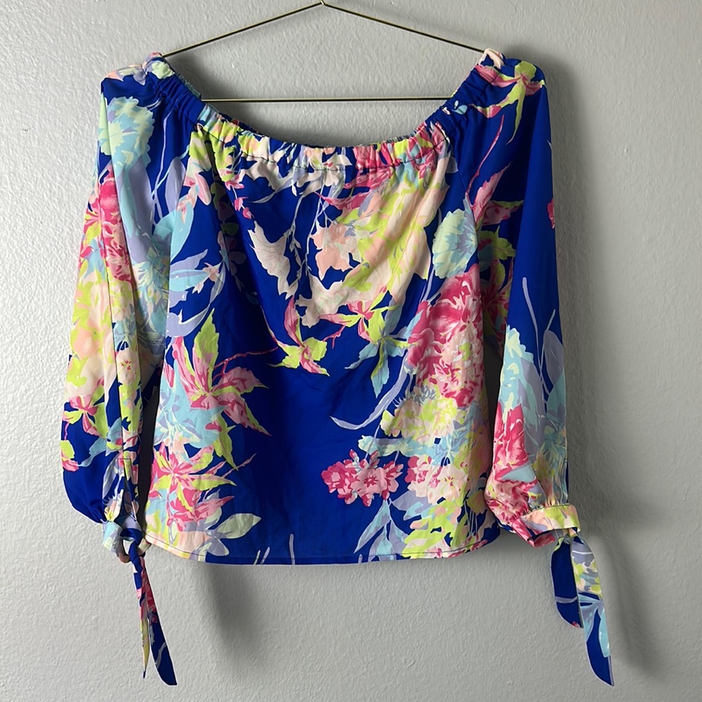 Yumi Kim Off The Shoulder Top in Blue Hawaii